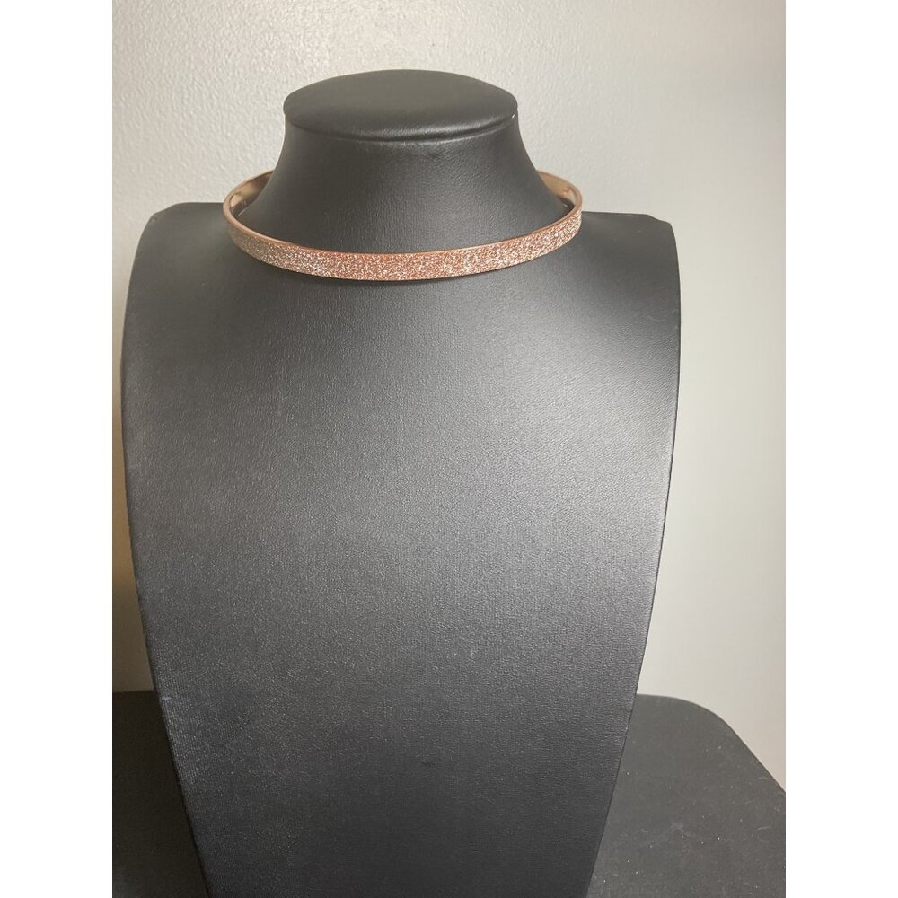 Clairs Rose Gold Tone Sparkling Choker Necklace Adjustable Lobster Clasp